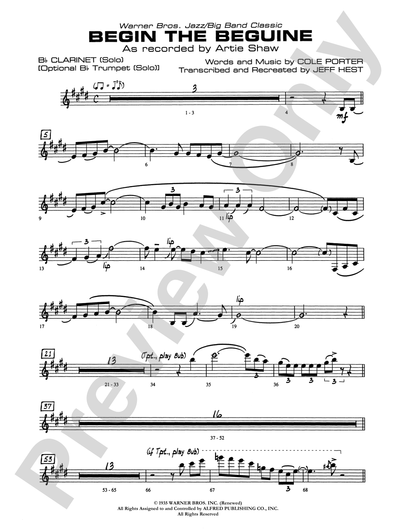 Begin the Beguine: Solo Clarinet