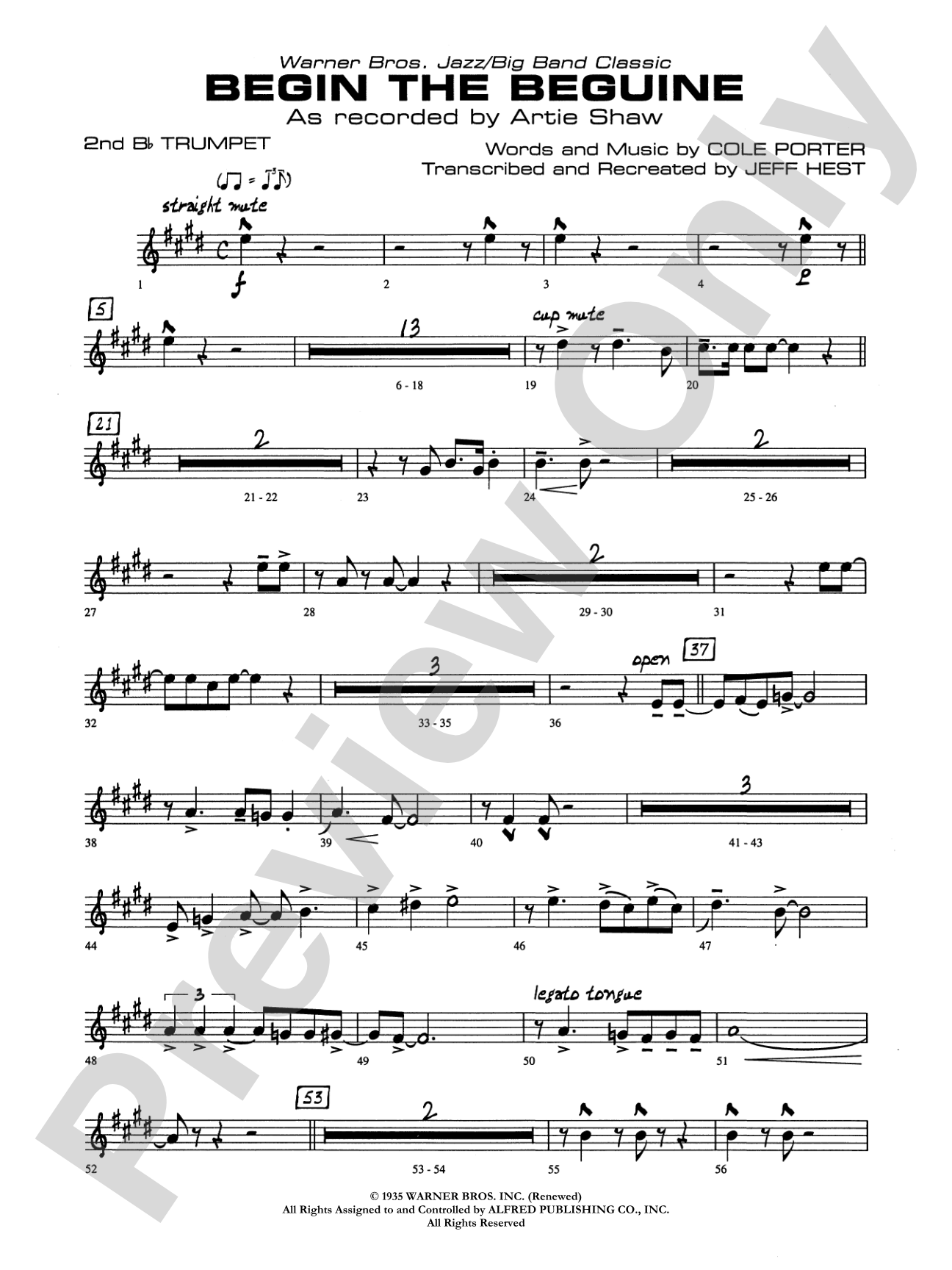 Begin the Beguine: 2nd B-flat Trumpet