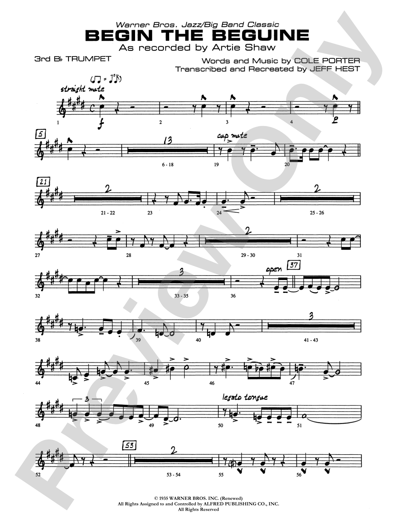 Begin the Beguine: 3rd B-flat Trumpet