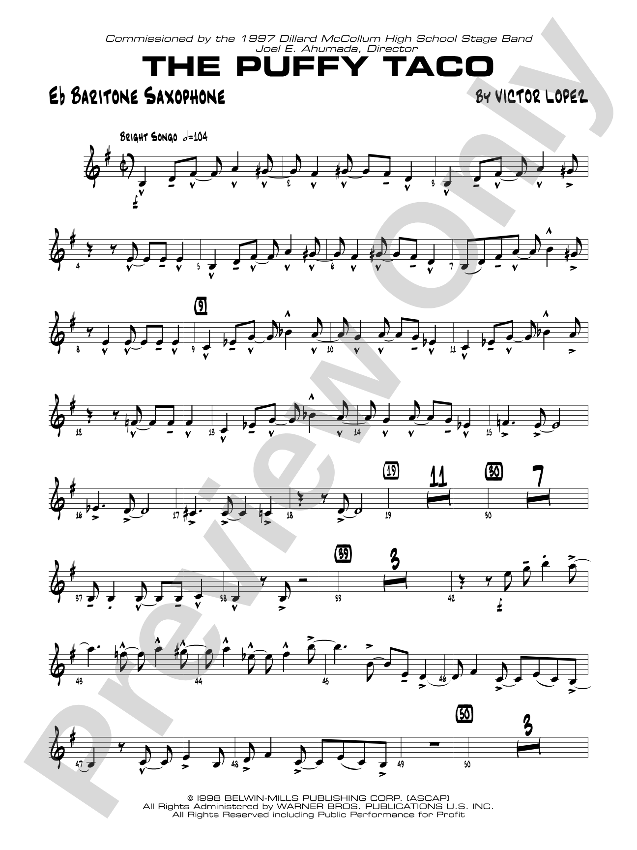Puffy Taco: E-flat Baritone Saxophone