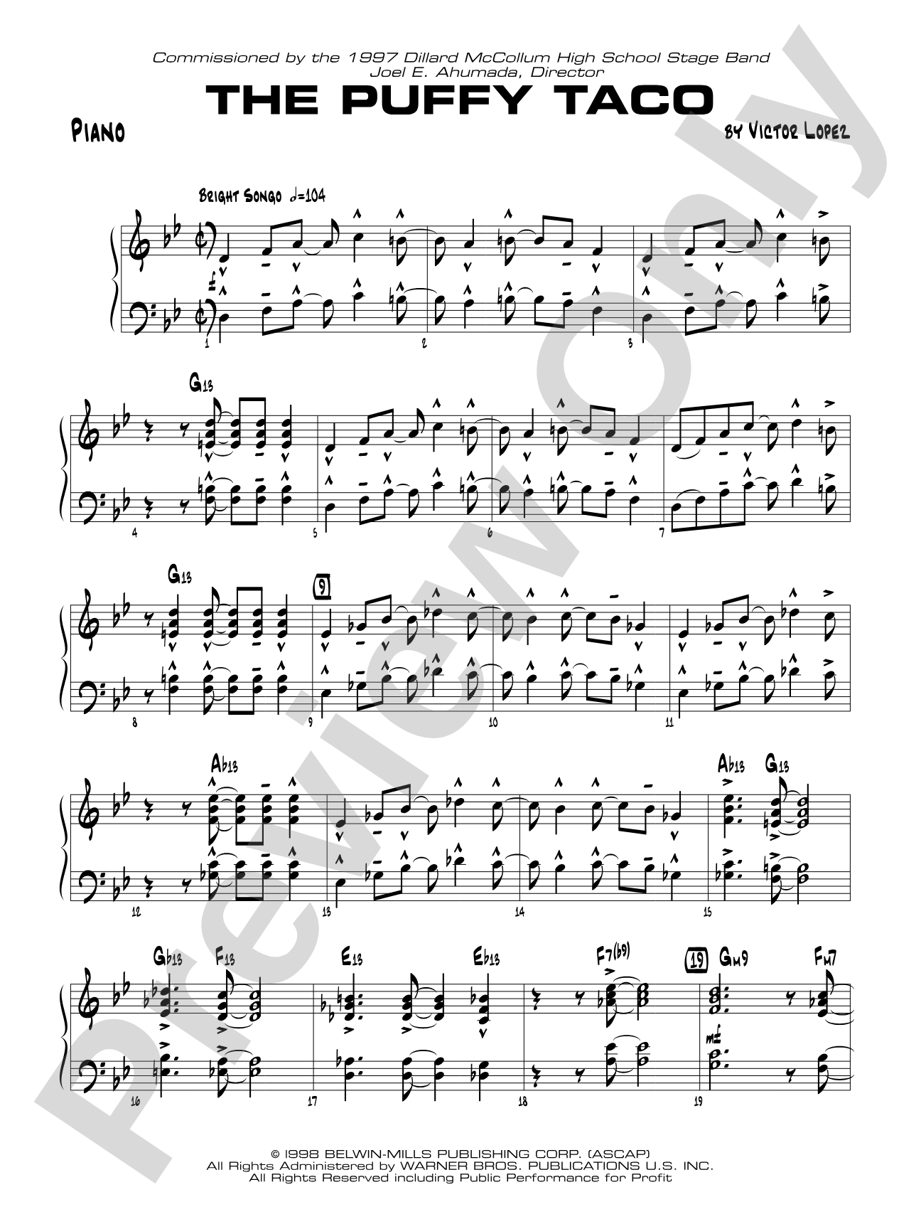 Puffy Taco: Piano Accompaniment
