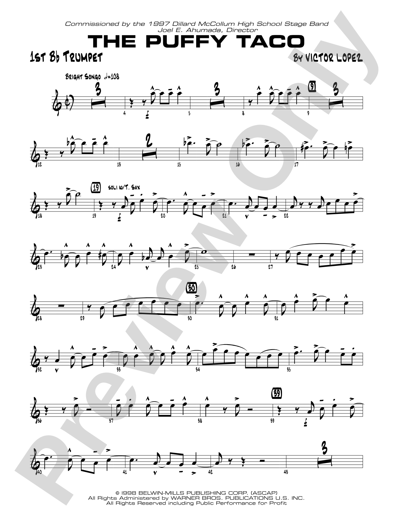 Puffy Taco: 1st B-flat Trumpet
