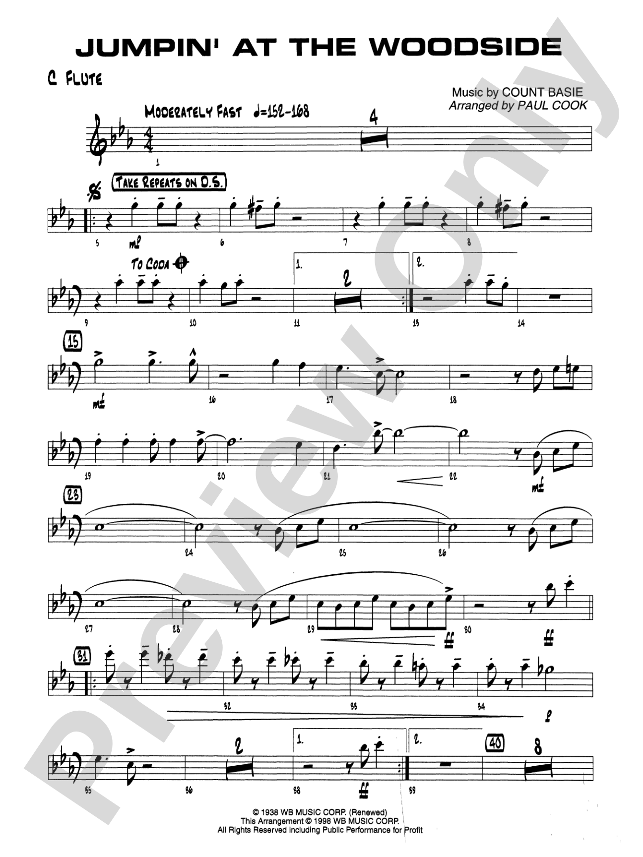 Jumpin' at the Woodside: Flute