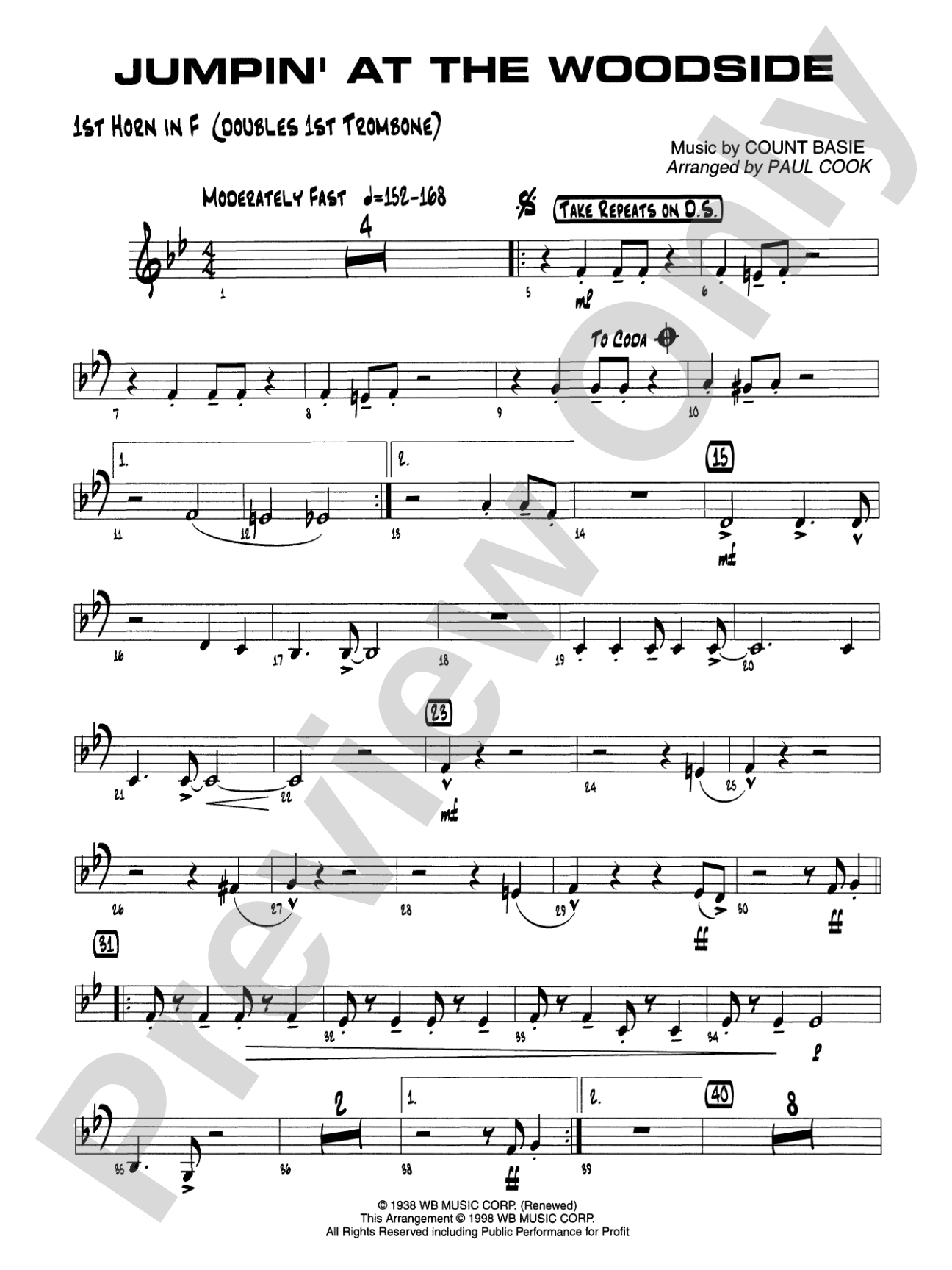 Jumpin' at the Woodside: 1st F Horn