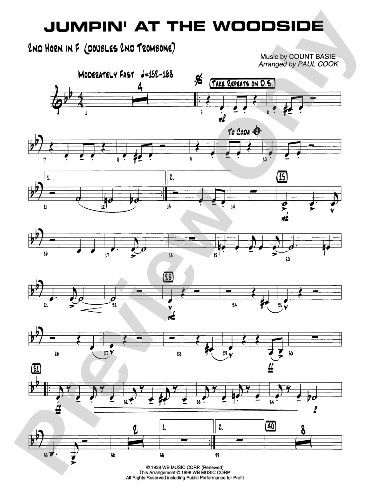 Jumpin' at the Woodside: 2nd F Horn