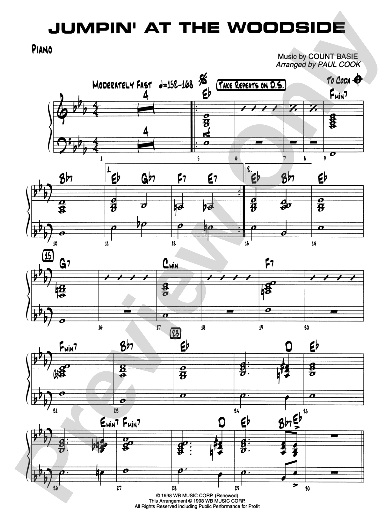 Jumpin' at the Woodside: Piano Accompaniment