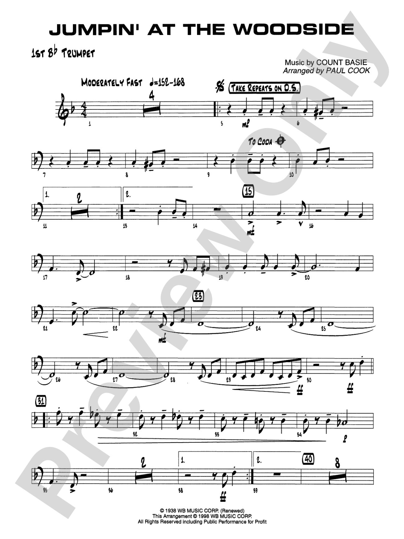 Jumpin' at the Woodside: 1st B-flat Trumpet