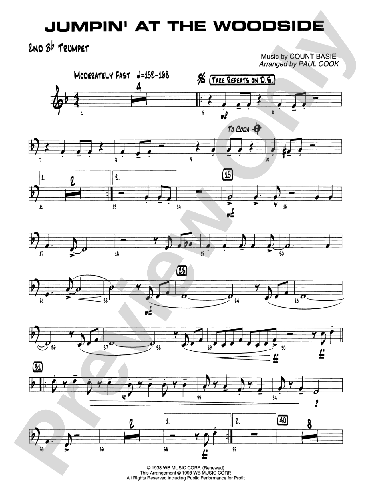 Jumpin' at the Woodside: 2nd B-flat Trumpet