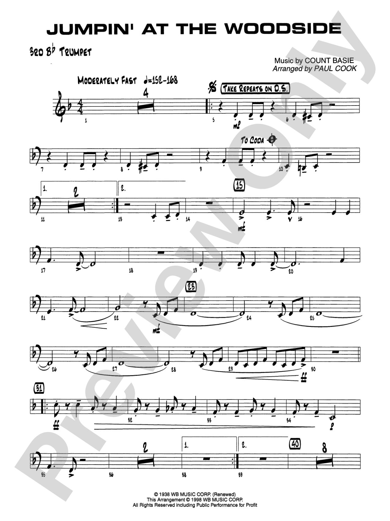 Jumpin' at the Woodside: 3rd B-flat Trumpet