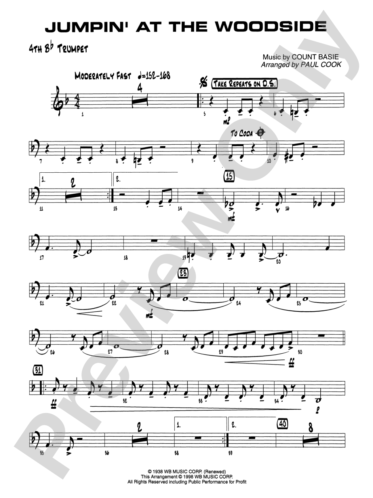 Jumpin' at the Woodside: 4th B-flat Trumpet