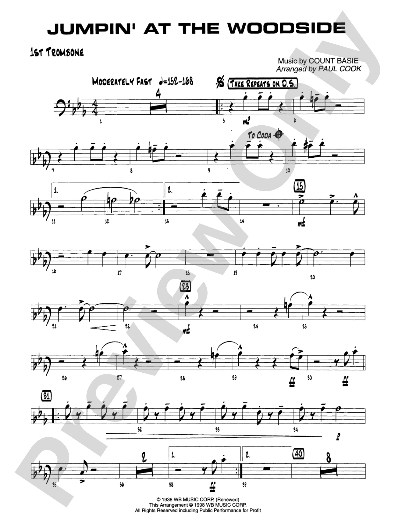 Jumpin' at the Woodside: 1st Trombone