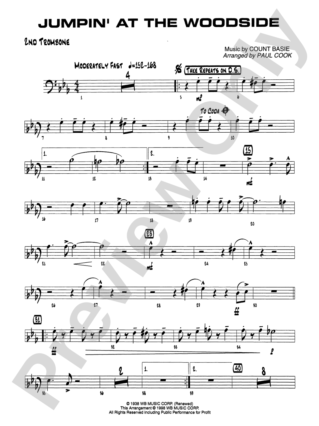 Jumpin' at the Woodside: 2nd Trombone