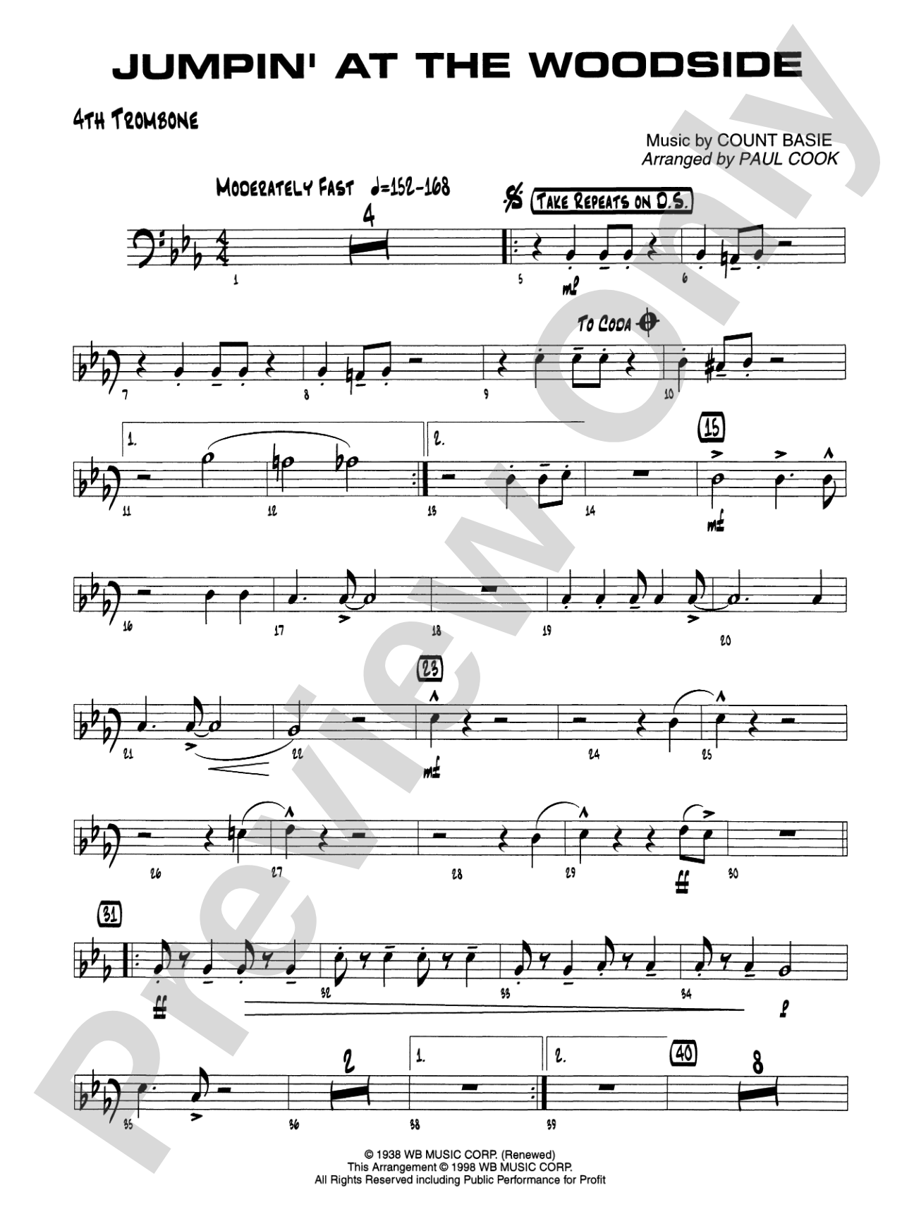 Jumpin' at the Woodside: 4th Trombone