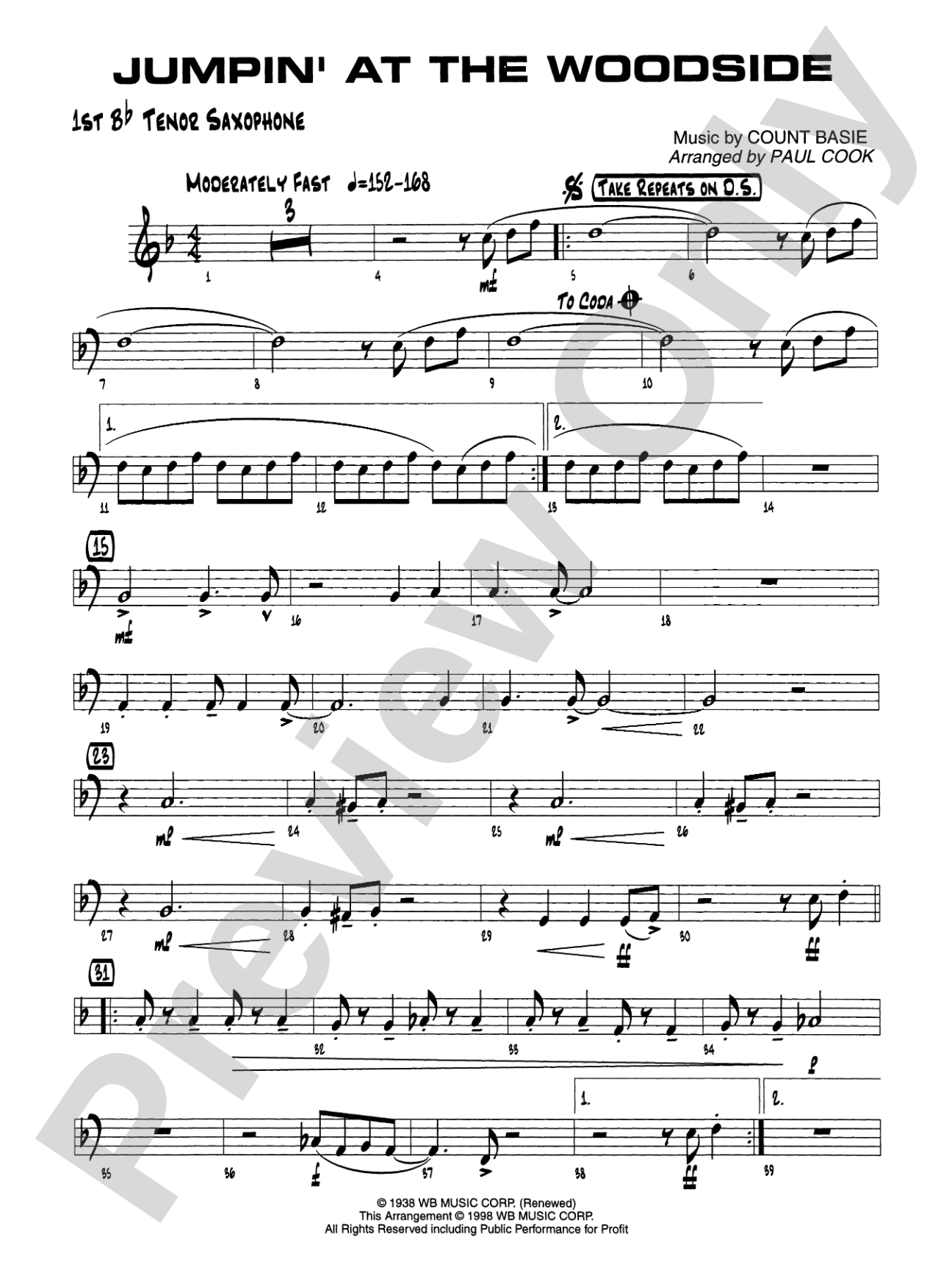 Jumpin' at the Woodside: B-flat Tenor Saxophone
