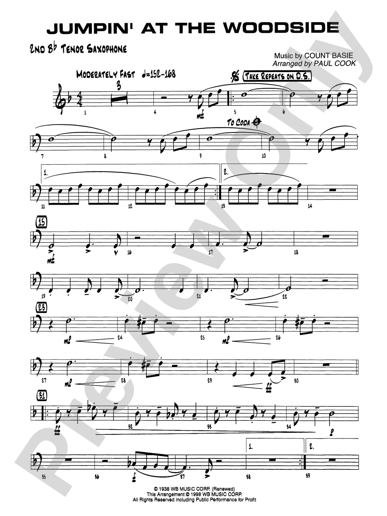 Jumpin' at the Woodside: 2nd B-flat Tenor Saxophone