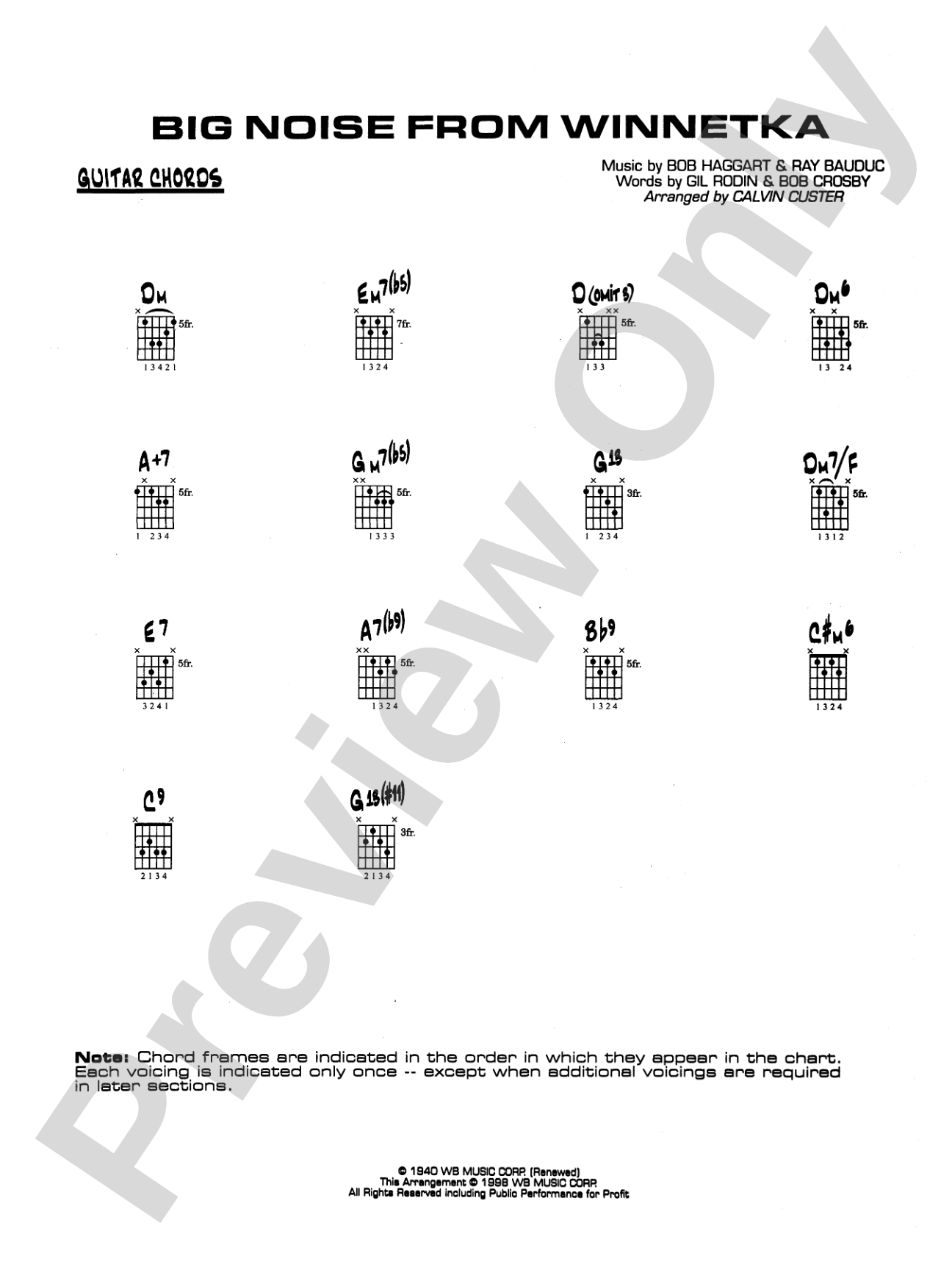 Big Noise from Winnetka: Guitar Chords