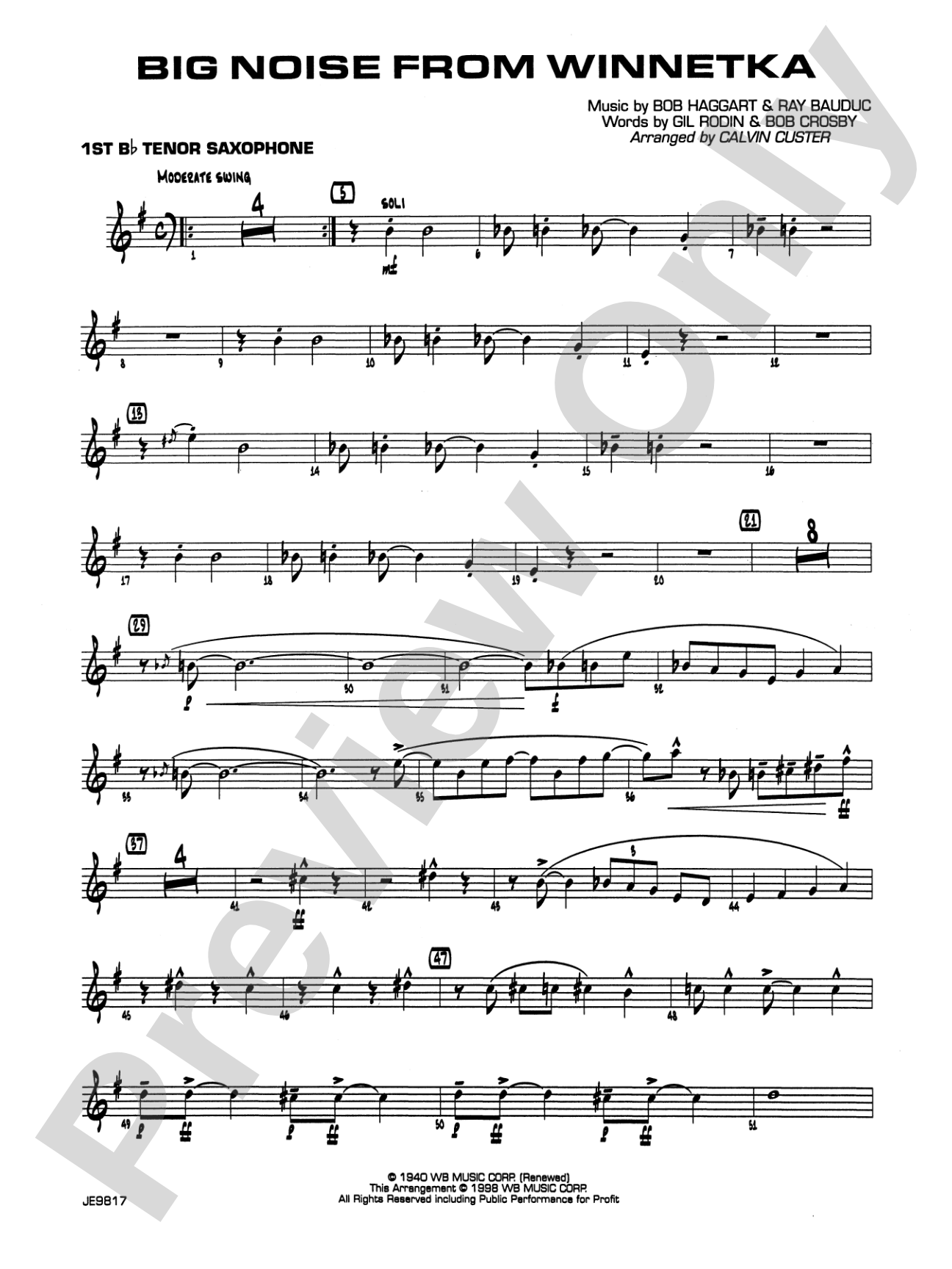 Big Noise from Winnetka: B-flat Tenor Saxophone