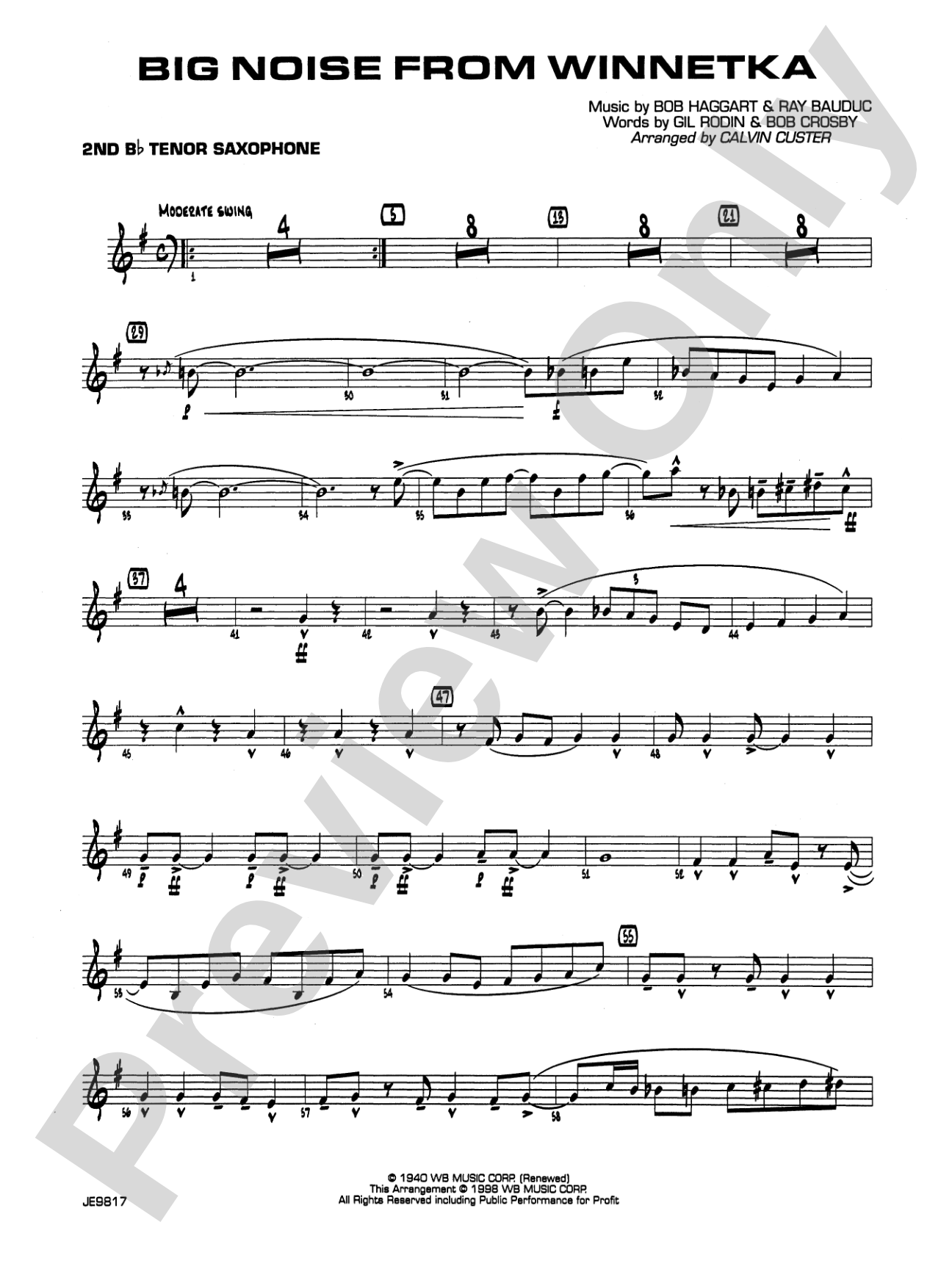 Big Noise from Winnetka: 2nd B-flat Tenor Saxophone