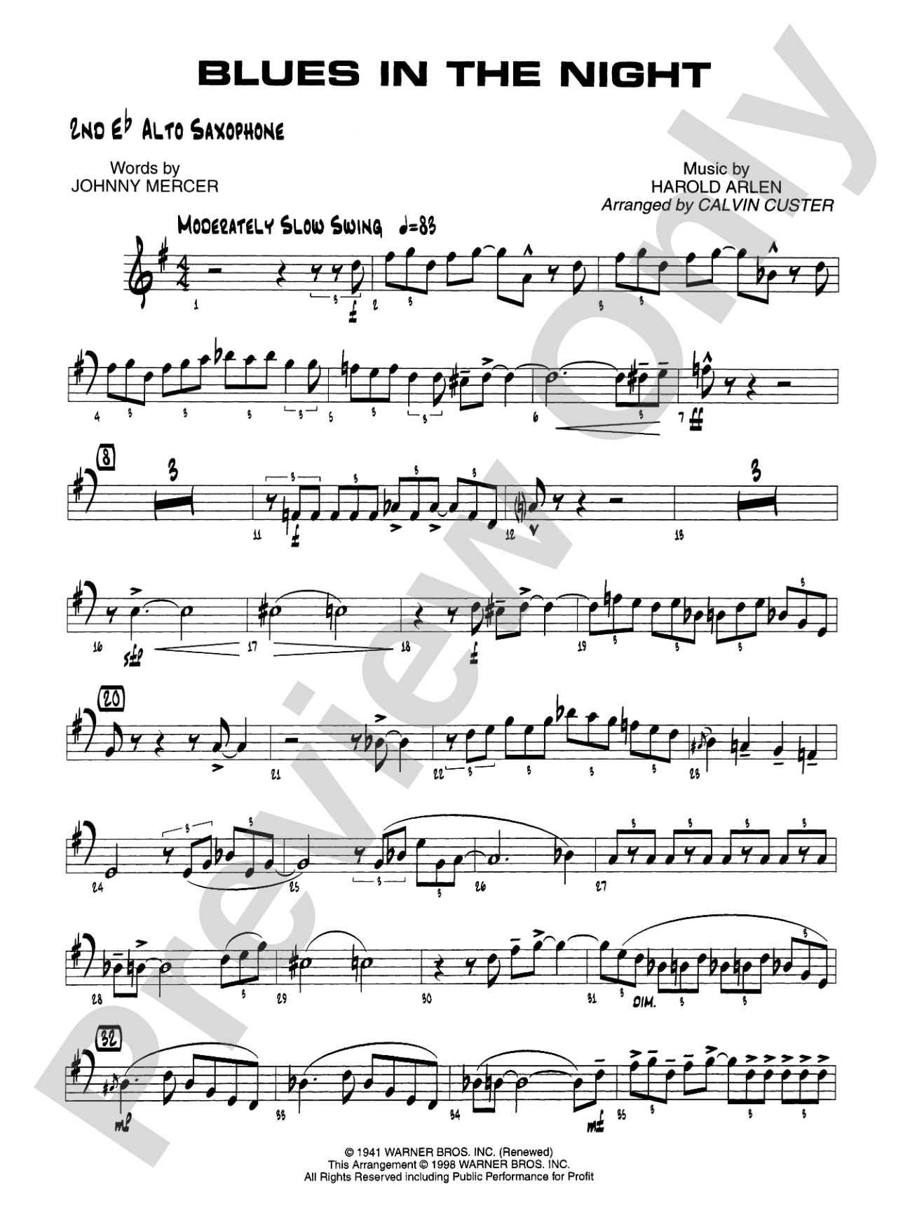 Blues in the Night: 2nd E-flat Alto Saxophone
