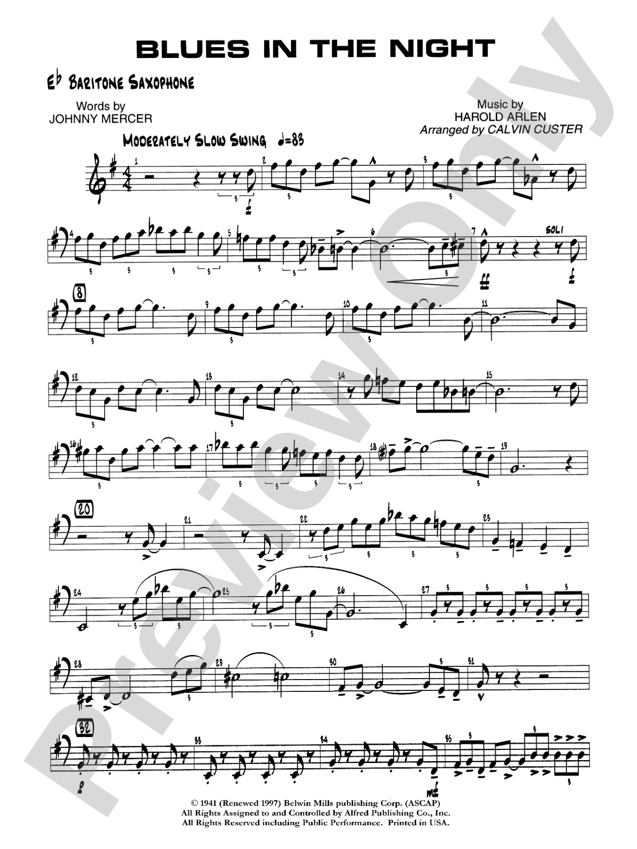 Blues in the Night: E-flat Baritone Saxophone