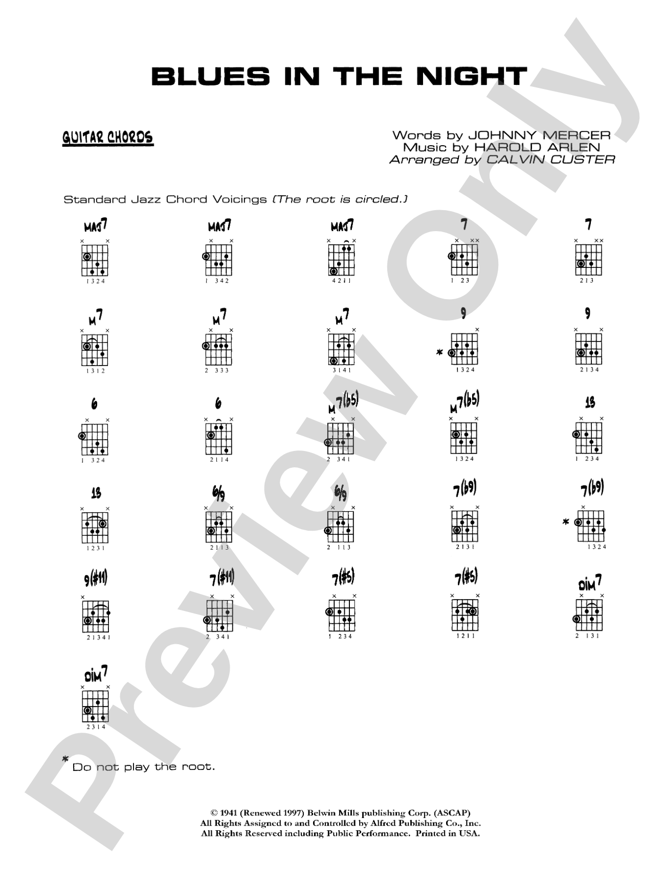 Blues in the Night: Guitar Chords