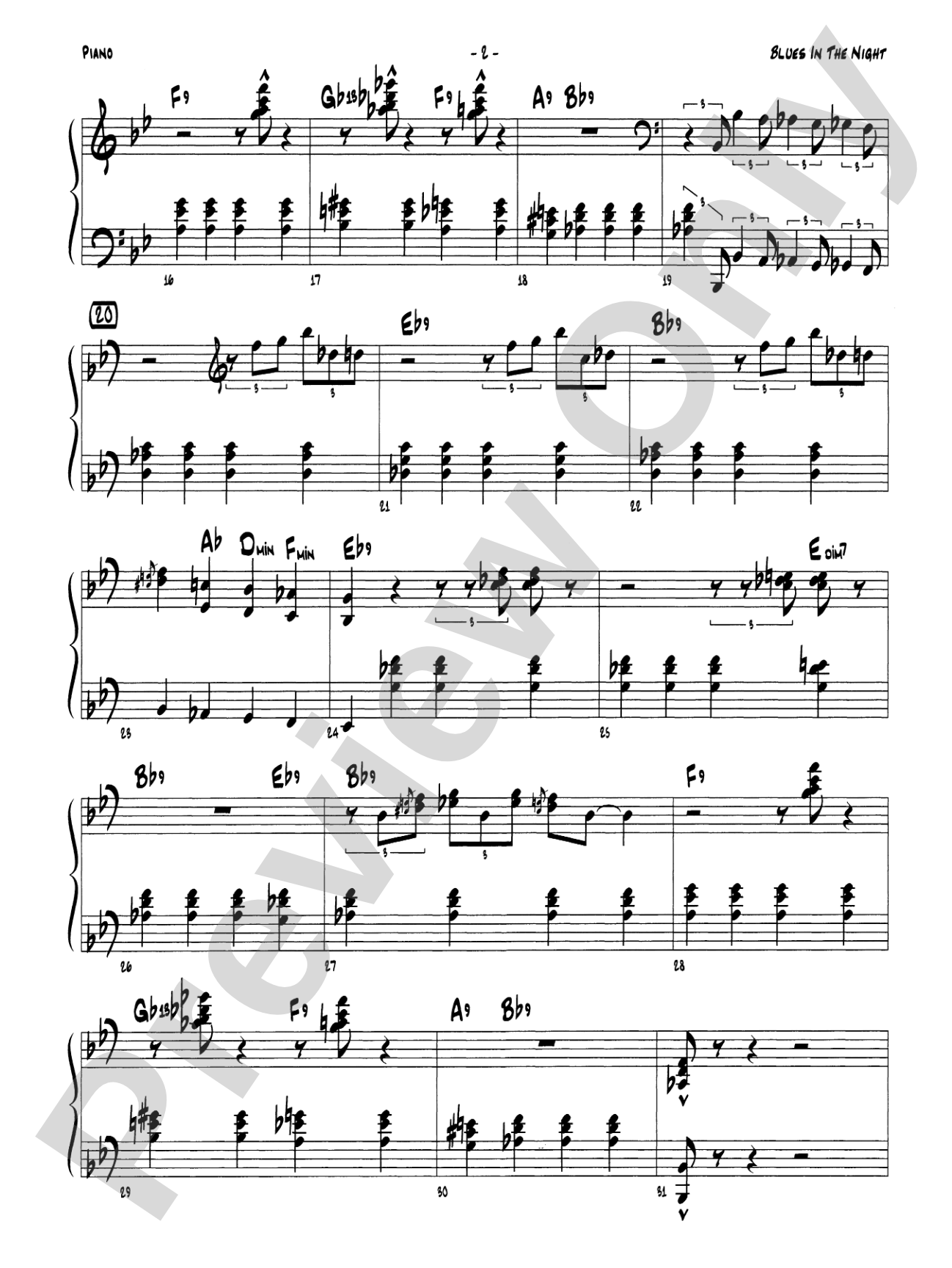 Blues in the Night: Piano Accompaniment