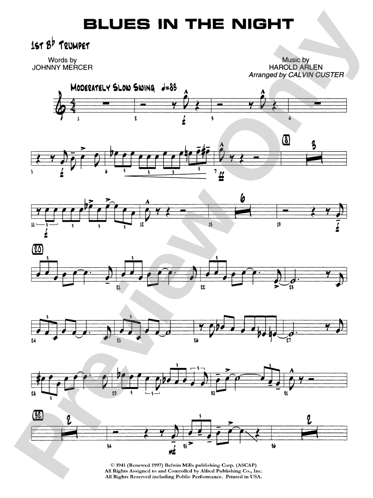 Blues in the Night: 1st B-flat Trumpet