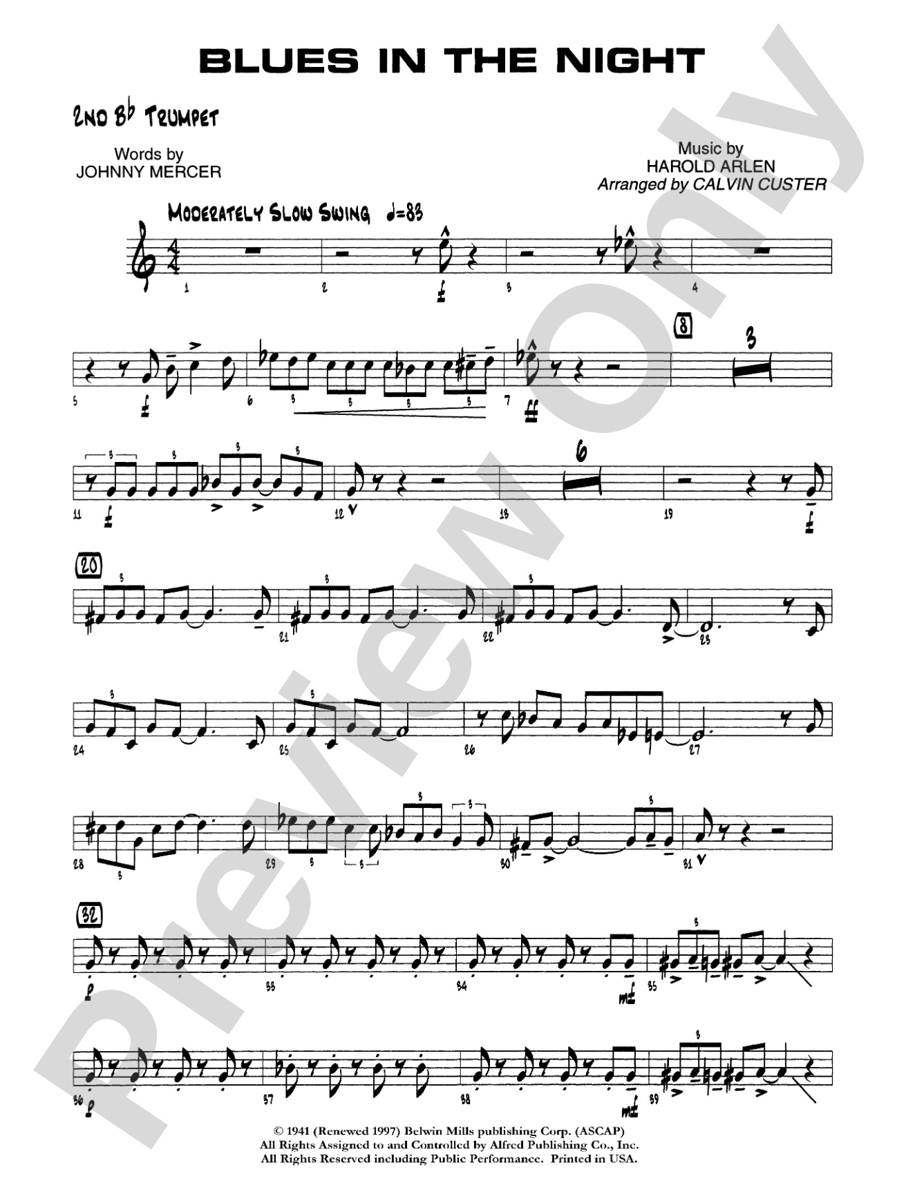 Blues in the Night: 2nd B-flat Trumpet