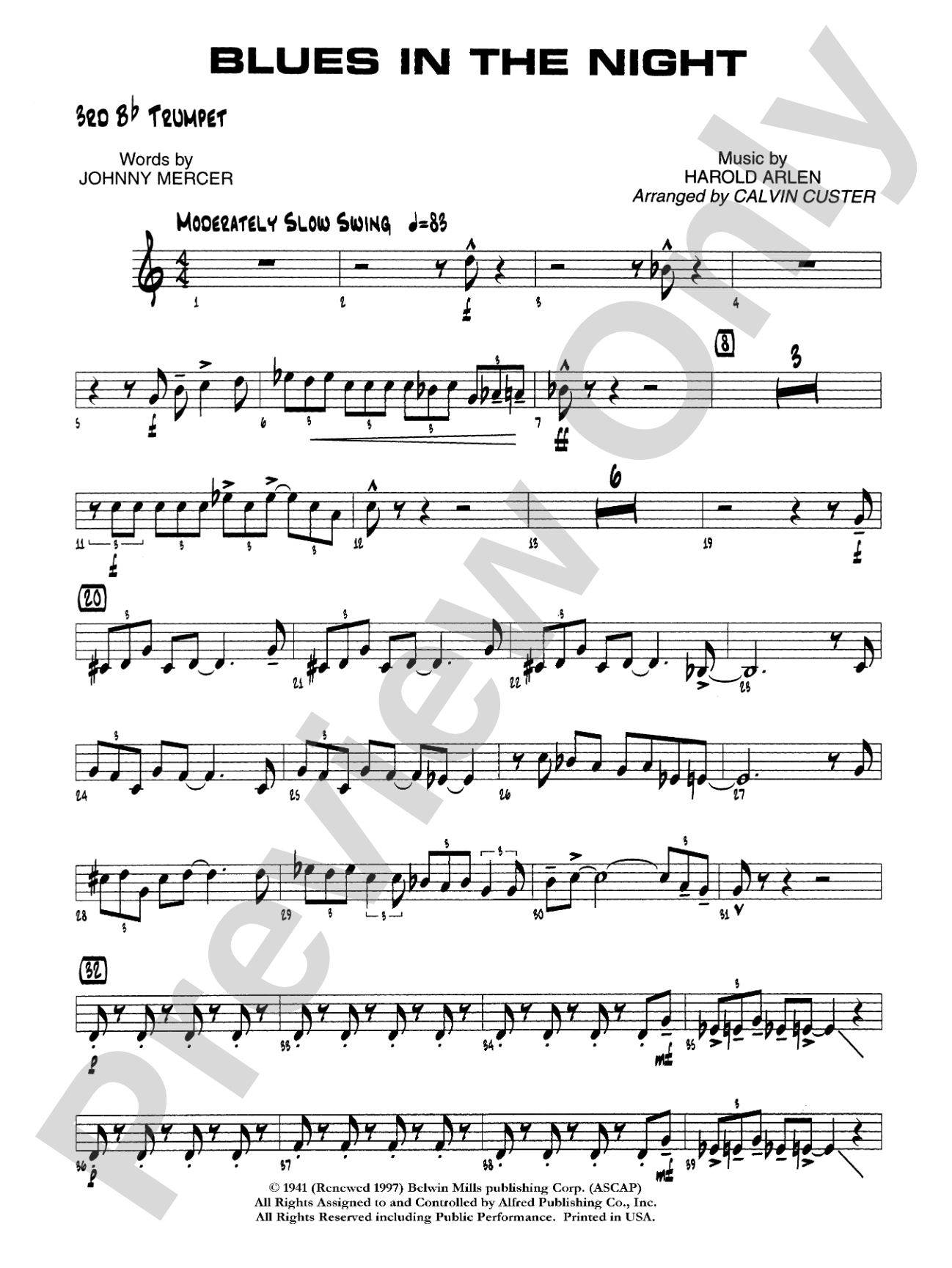 Blues in the Night: 3rd B-flat Trumpet