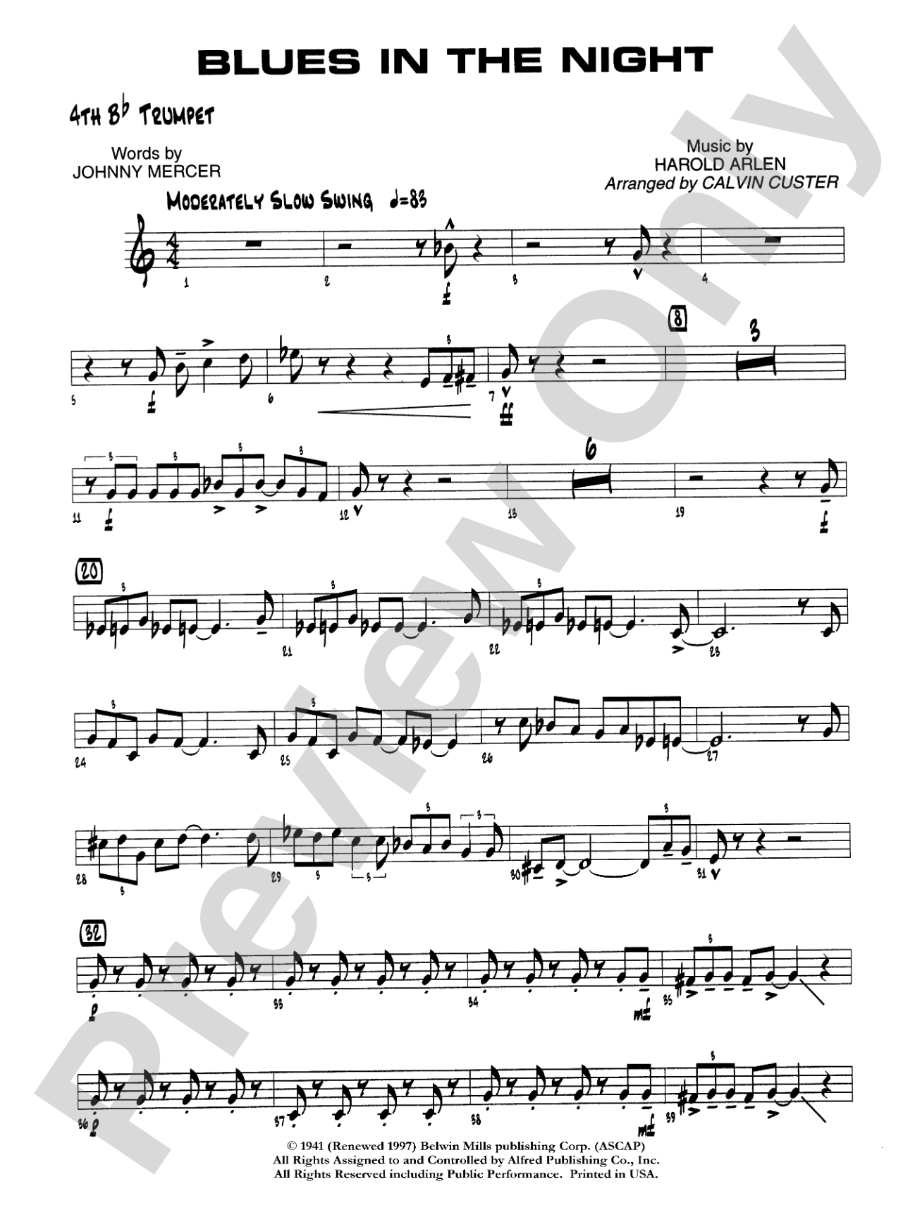 Blues in the Night: 4th B-flat Trumpet