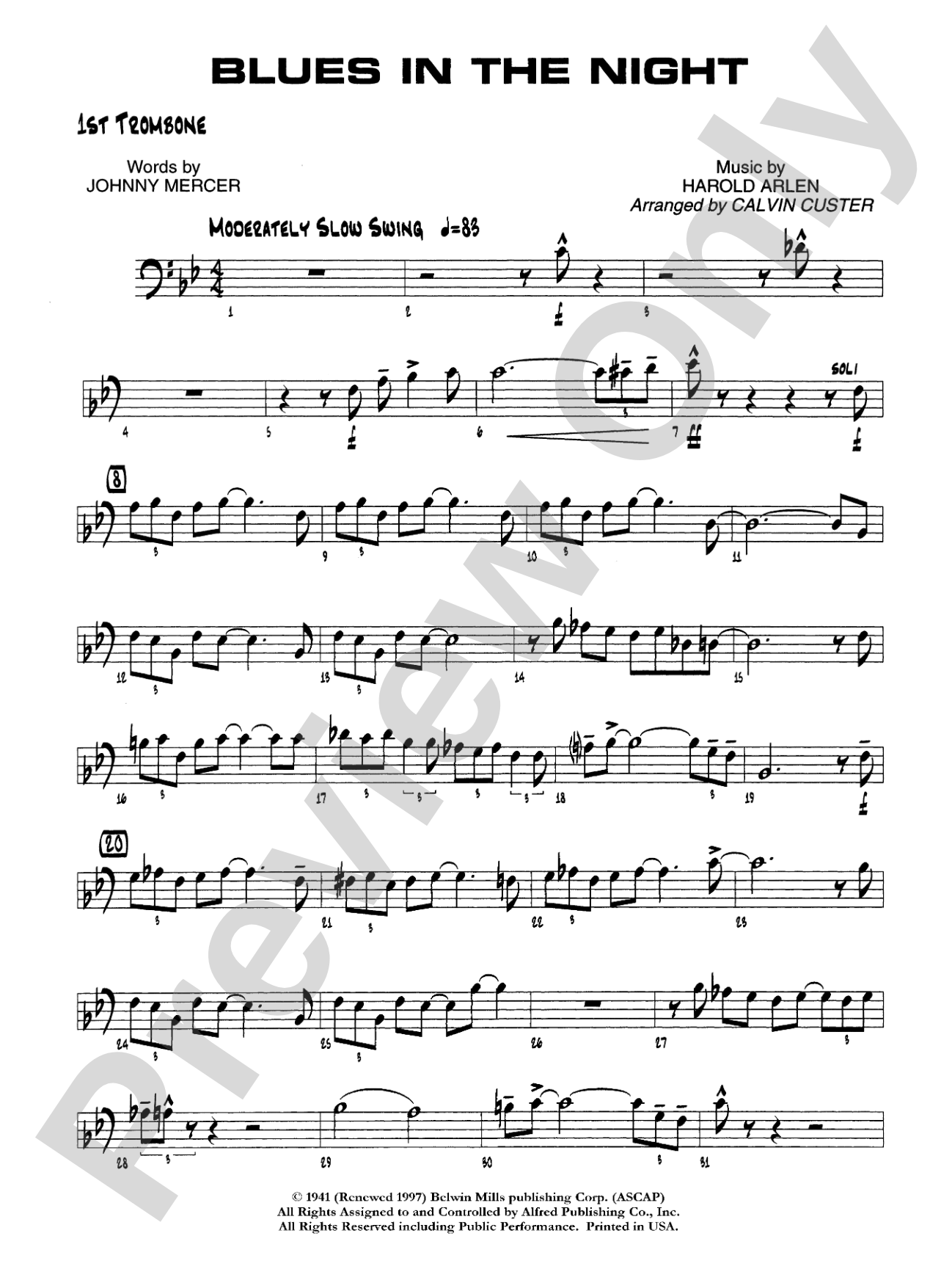 Blues in the Night: 1st Trombone