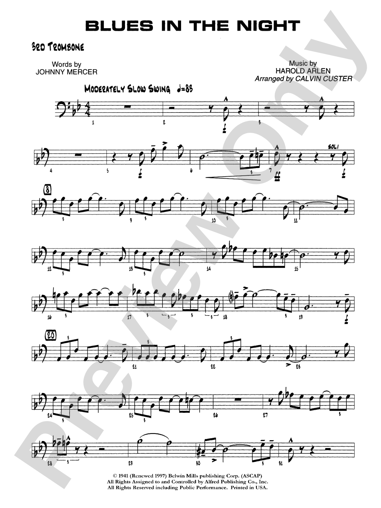 Blues in the Night: 3rd Trombone