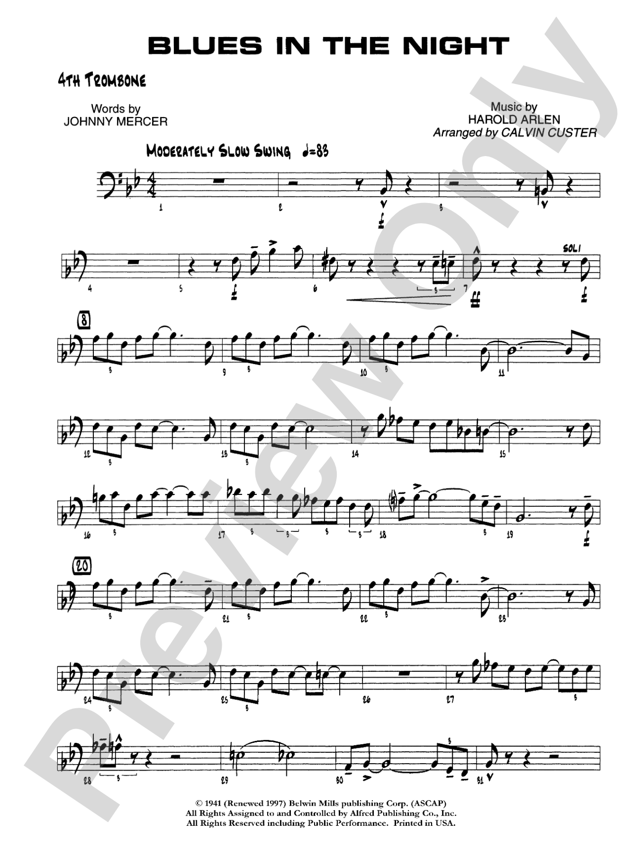 Blues in the Night: 4th Trombone