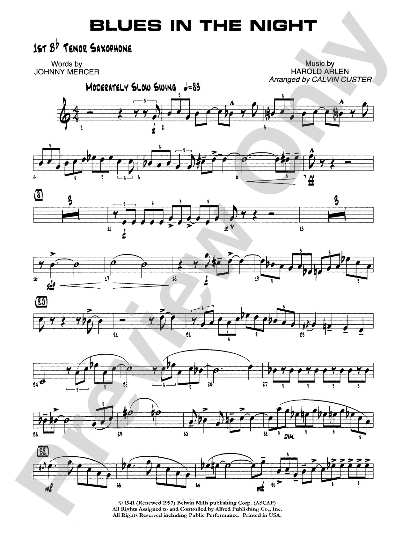 Blues in the Night: B-flat Tenor Saxophone