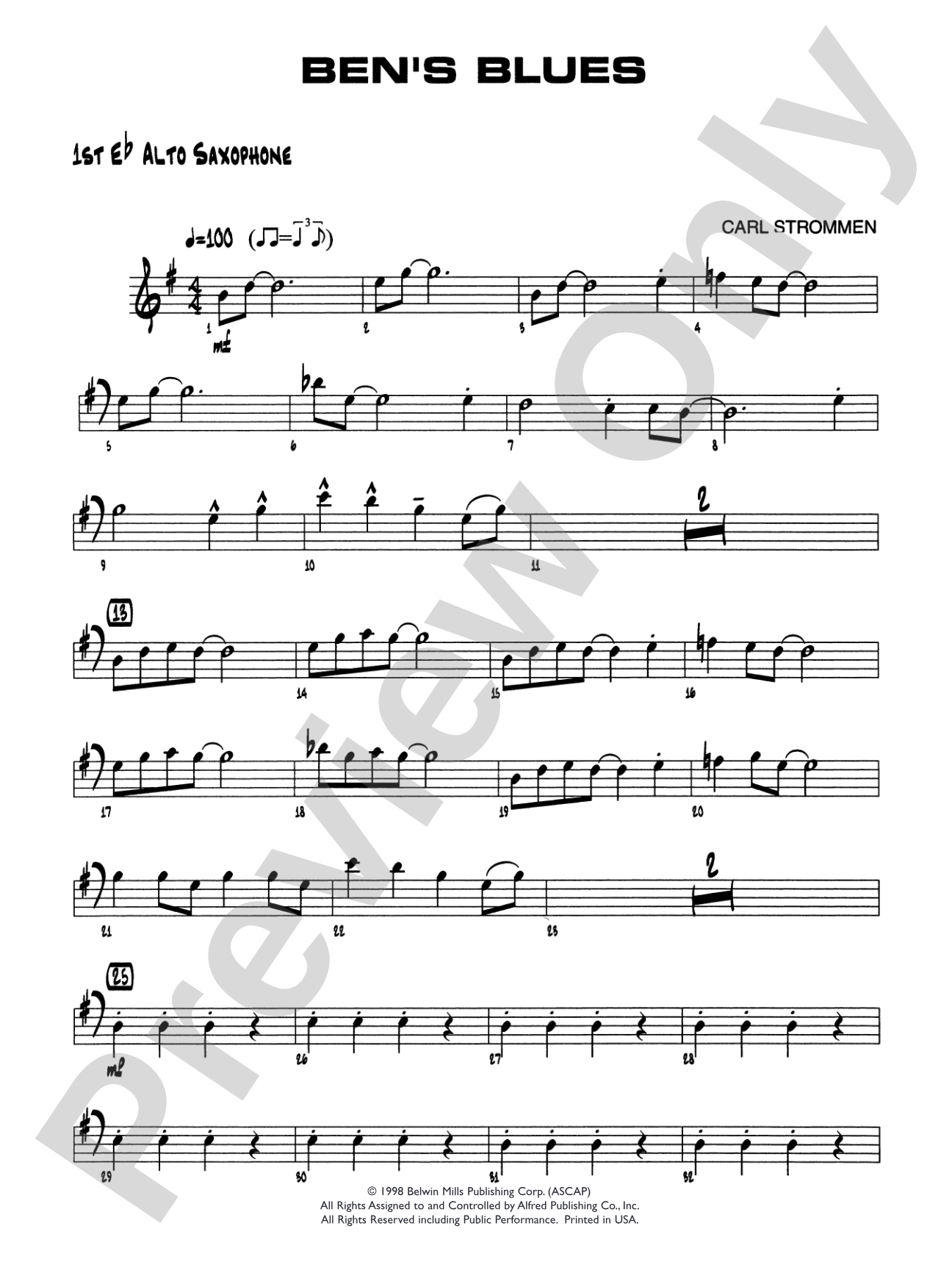 Ben's Blues: E-flat Alto Saxophone
