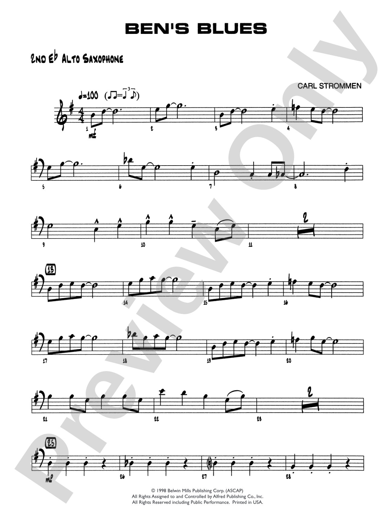 Ben's Blues: 2nd E-flat Alto Saxophone