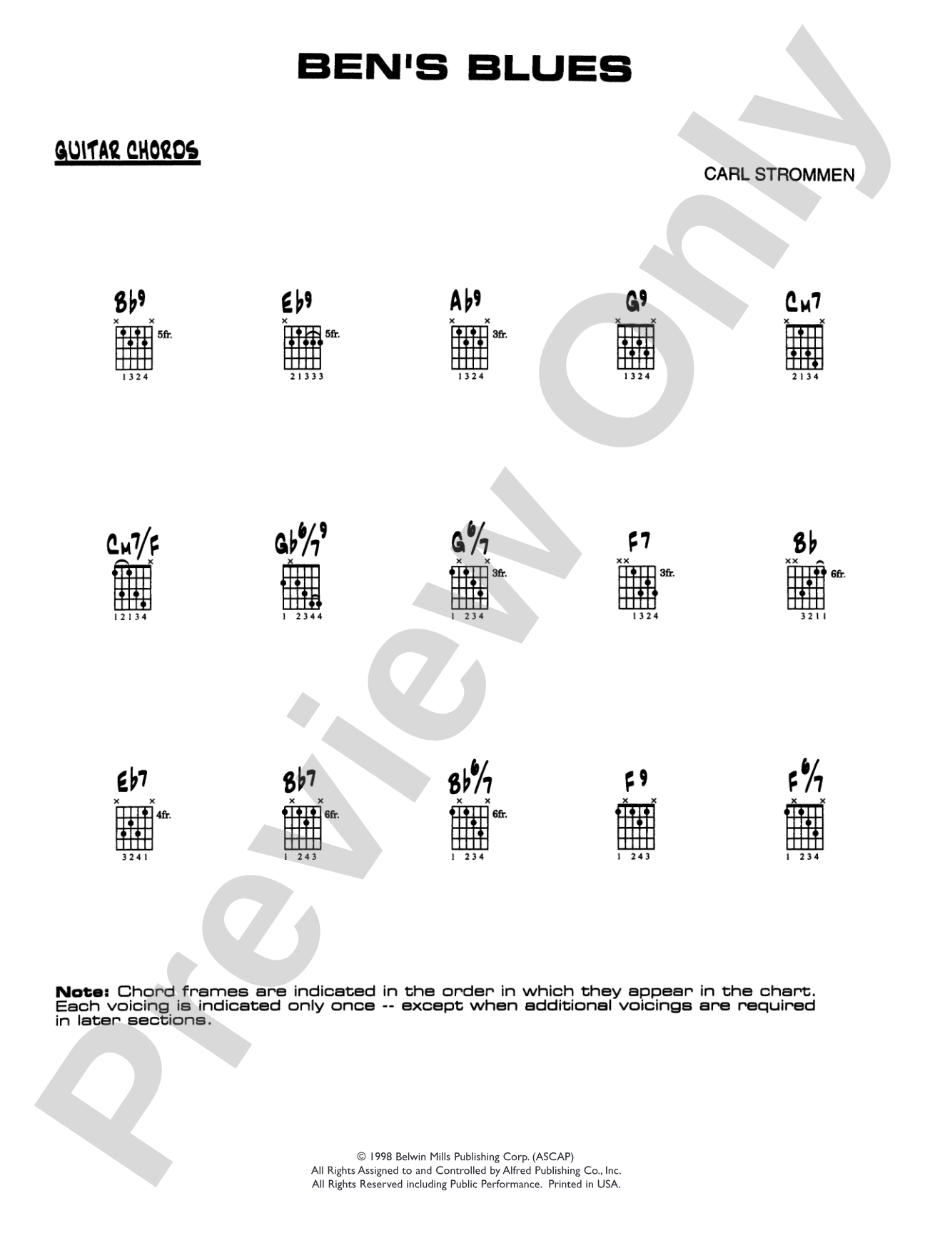 Ben's Blues: Guitar Chords