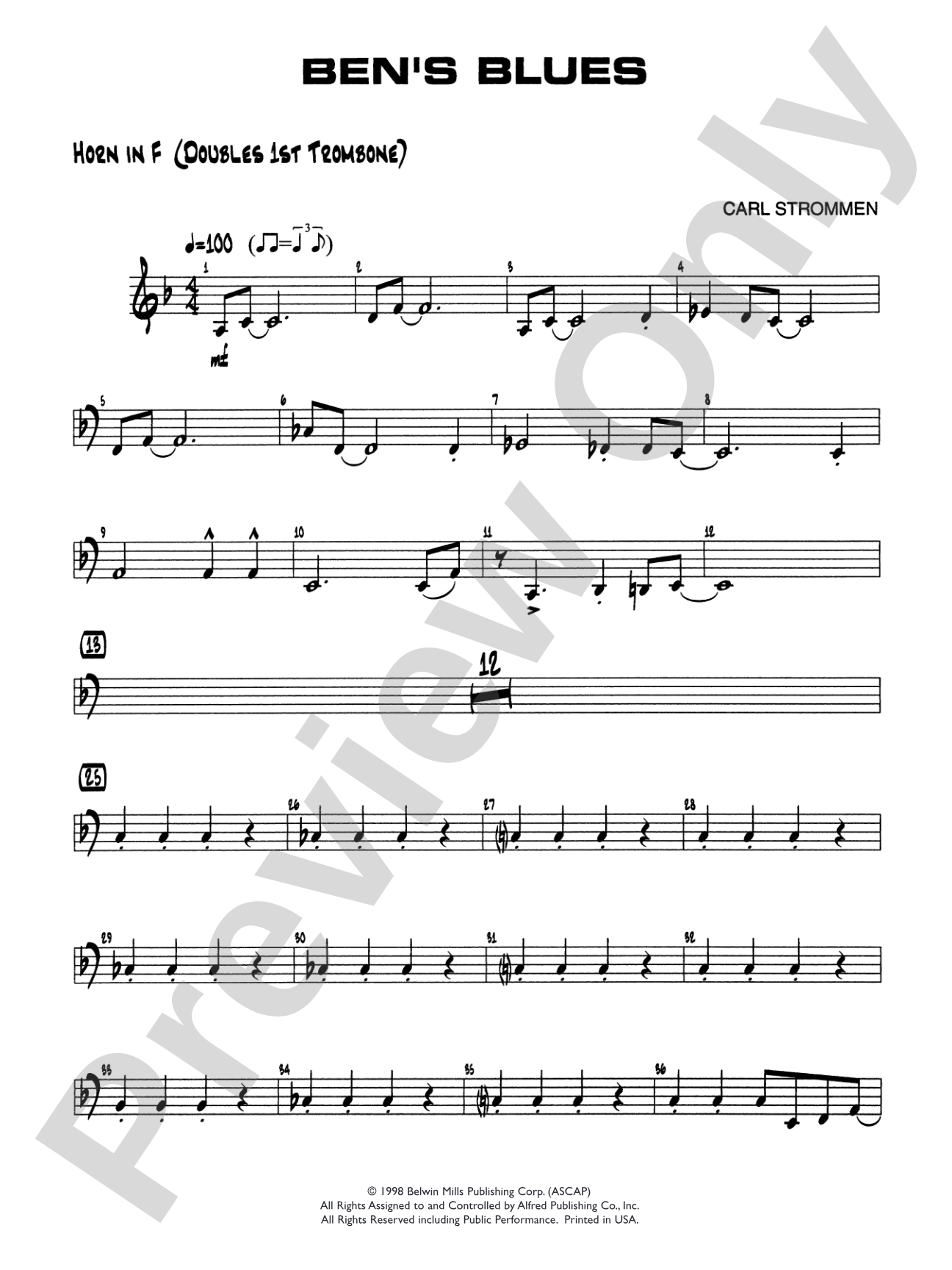Ben's Blues: 1st F Horn