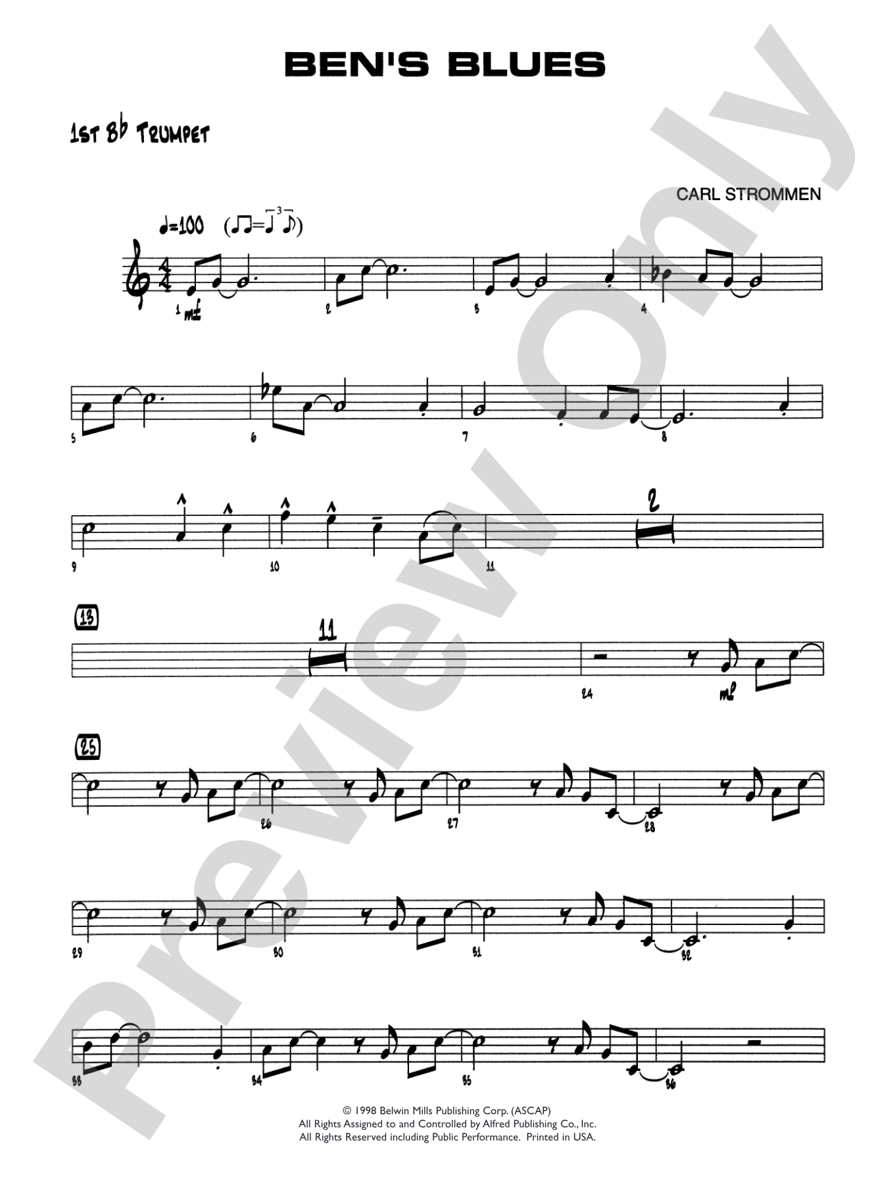 Ben's Blues: 1st B-flat Trumpet