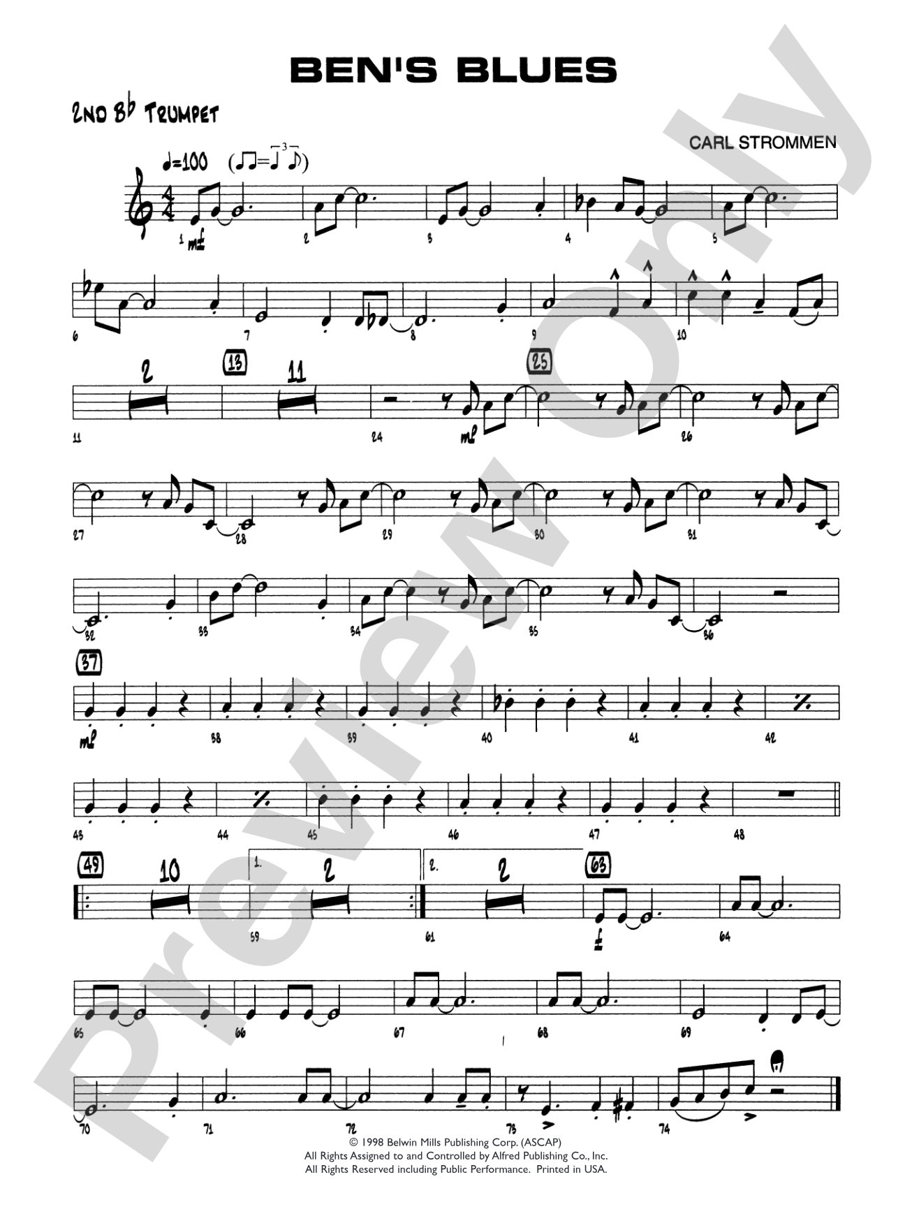 Ben's Blues: 2nd B-flat Trumpet