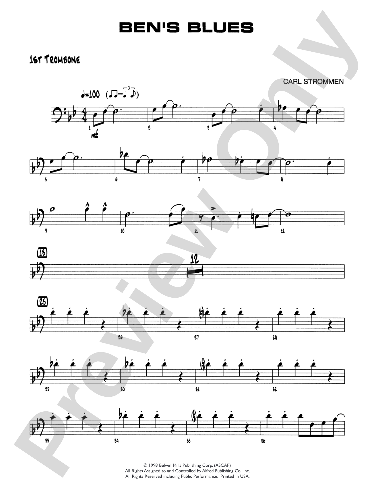 Ben's Blues: 1st Trombone
