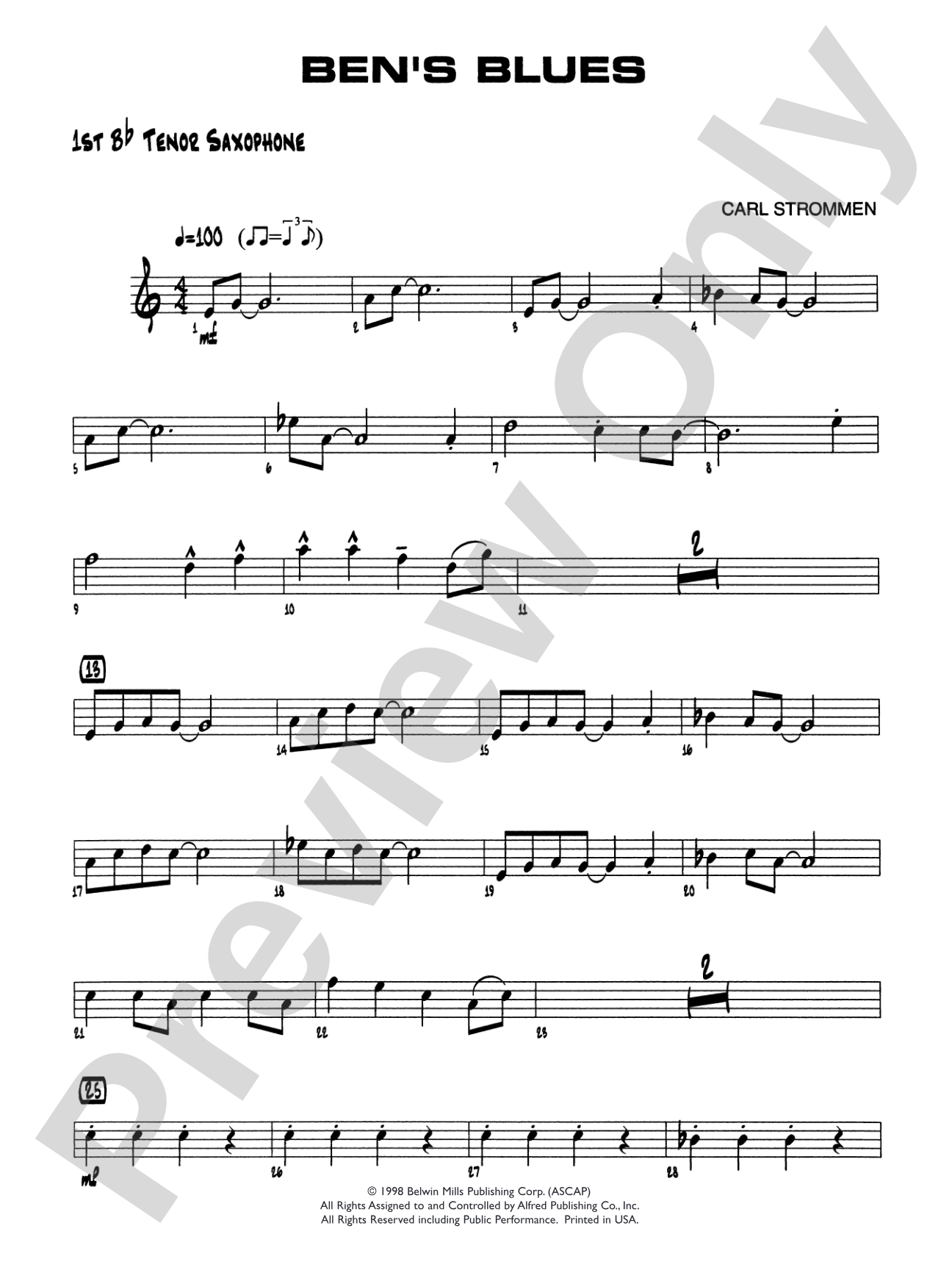 Ben's Blues: B-flat Tenor Saxophone