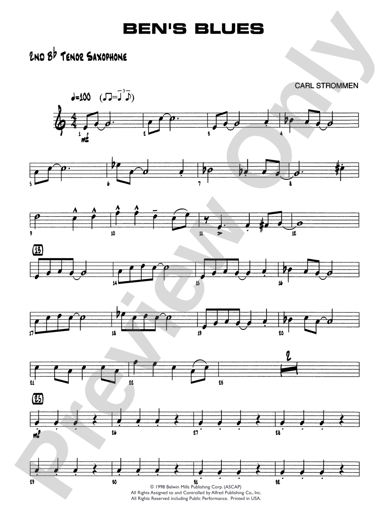 Ben's Blues: 2nd B-flat Tenor Saxophone