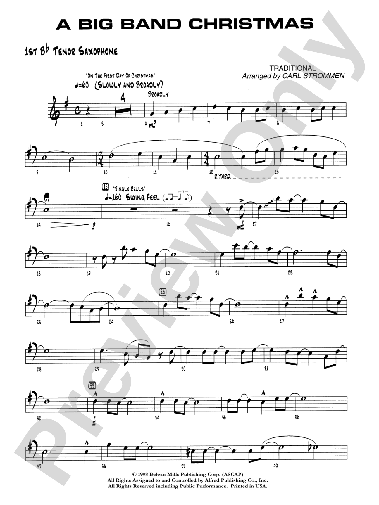A Big Band Christmas: B-flat Tenor Saxophone