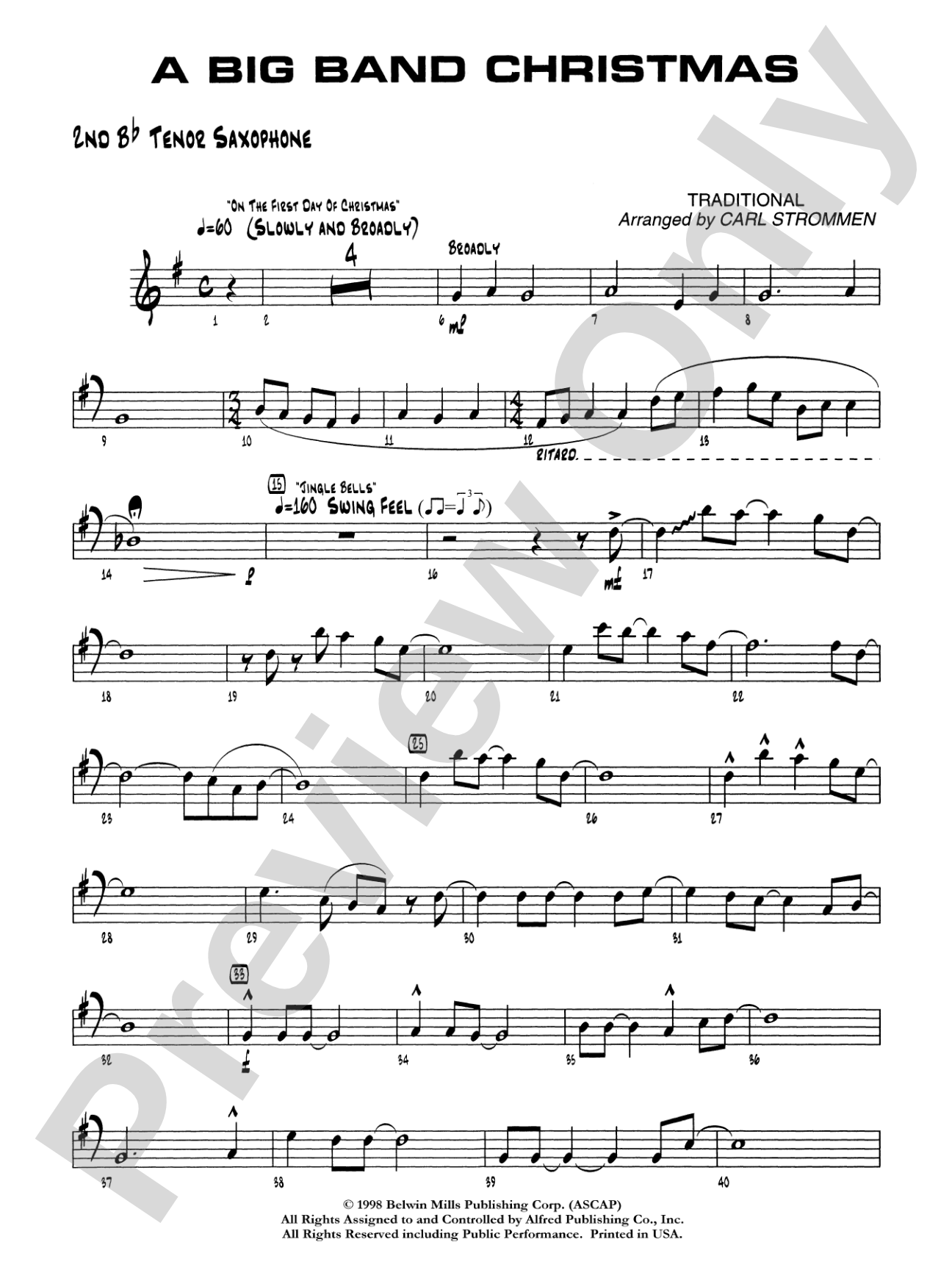 A Big Band Christmas: 2nd B-flat Tenor Saxophone