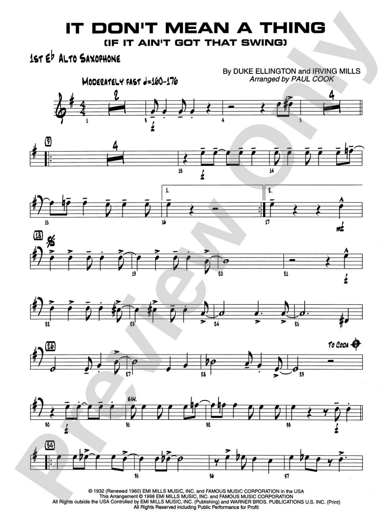 It Don't Mean a Thing (If It Ain't Got That Swing): E-flat Alto Saxophone