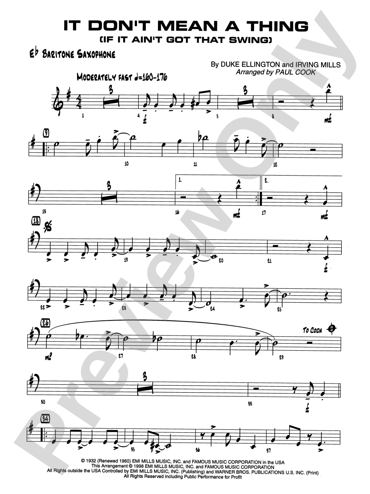 It Don't Mean a Thing (If It Ain't Got That Swing): E-flat Baritone Saxophone