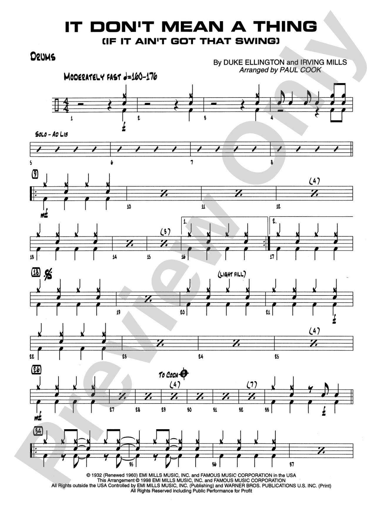 It Don't Mean a Thing (If It Ain't Got That Swing): Drums