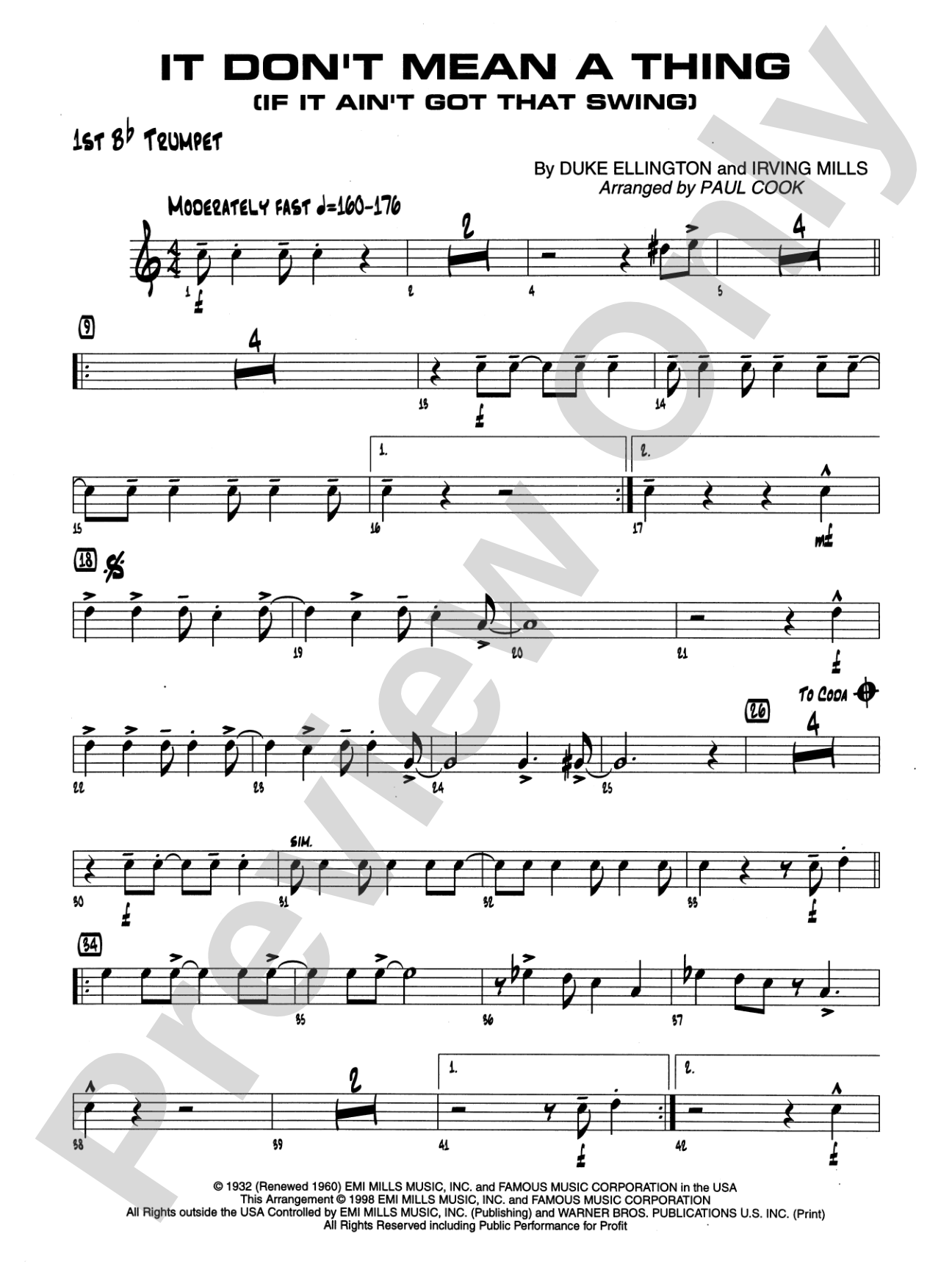 It Don't Mean a Thing (If It Ain't Got That Swing): 1st B-flat Trumpet