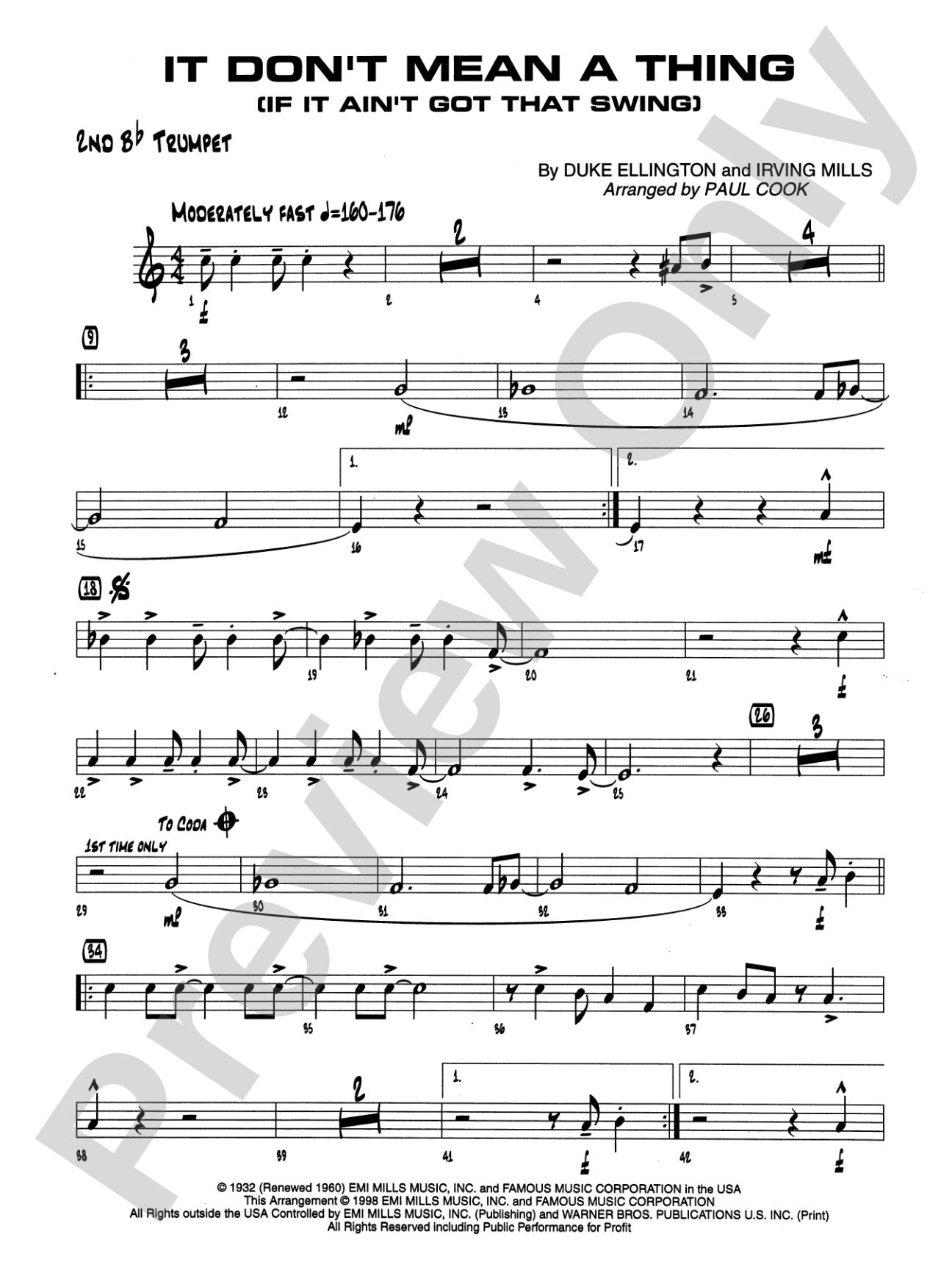 It Don't Mean a Thing (If It Ain't Got That Swing): 2nd B-flat Trumpet